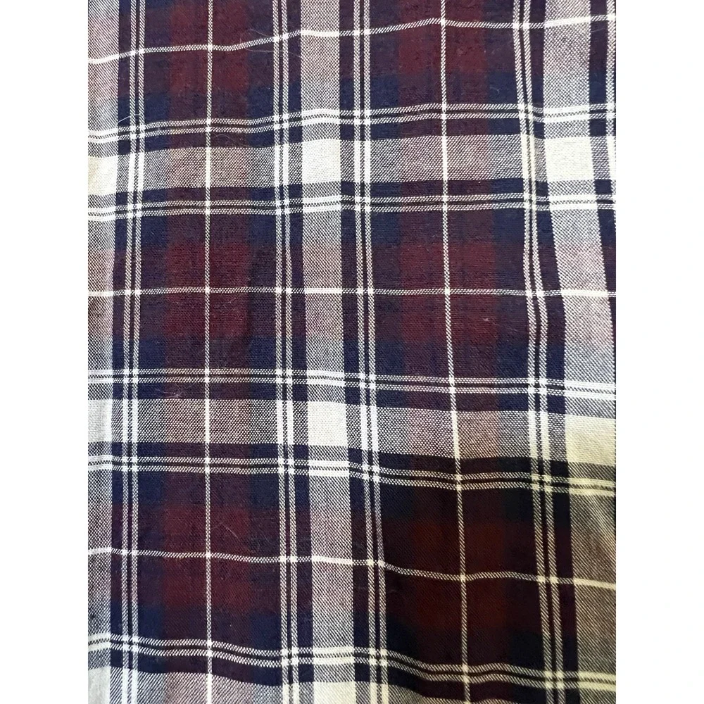 Banana Republic Maroon And Blue Plaid Stretch Standard Fit‎ Button Shirt Size M